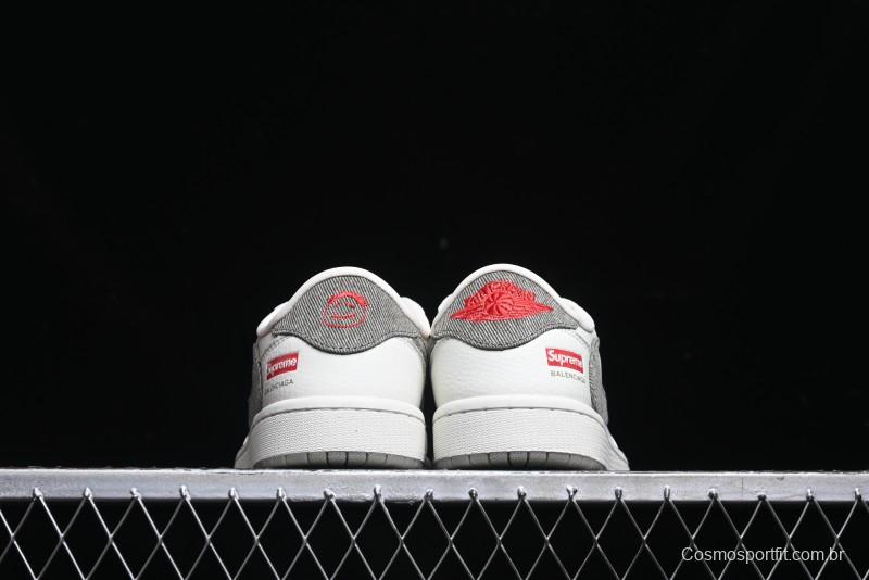 Nike Travis Scott x Fragment Design x Air Jordan 1 Low OG SP AJ1 Supreme Collaboration - Light Beige White Low Top Casual Sneakers - JH6088-609