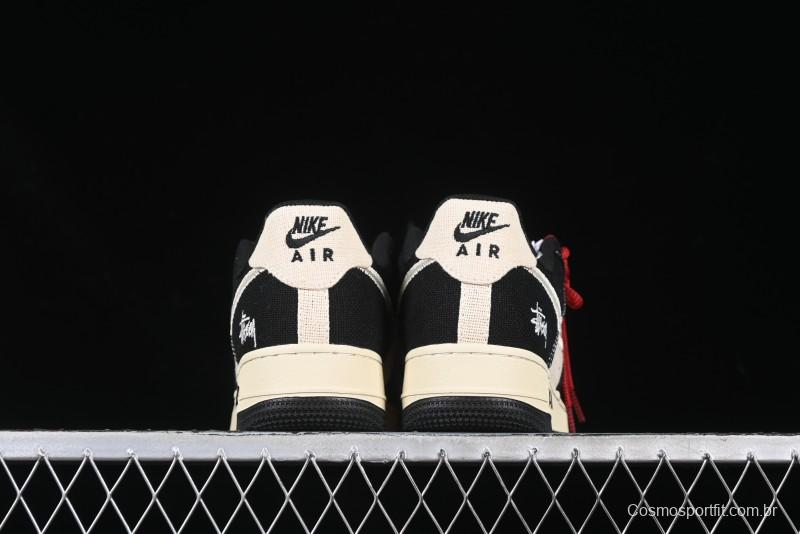 Nike Air Force 1 '07 Low Stussy Collaboration Beige Black Low-Top Casual Sneakers - XZ6188-762